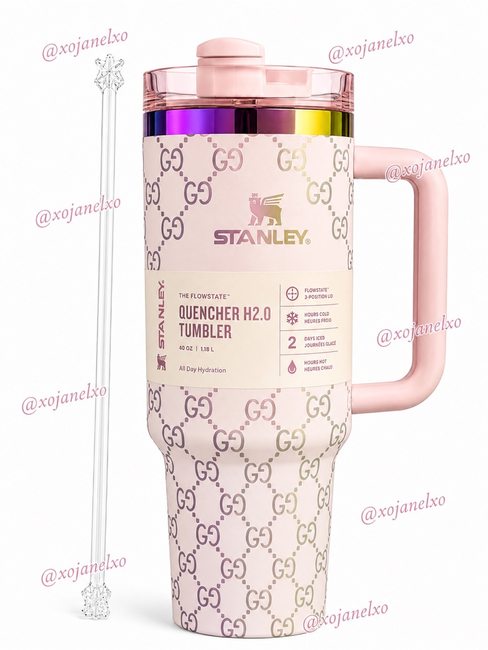 Stanley x GG Pink Quencher H2.0 Tumbler With Handle New